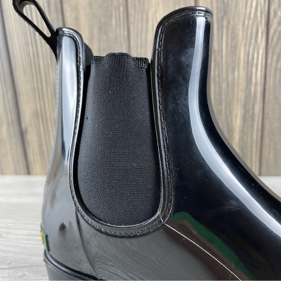 Lauren Ralph Lauren Tally Bo Rai Rubber Chelsea Black Boots Size 10B - Picture 12 of 16